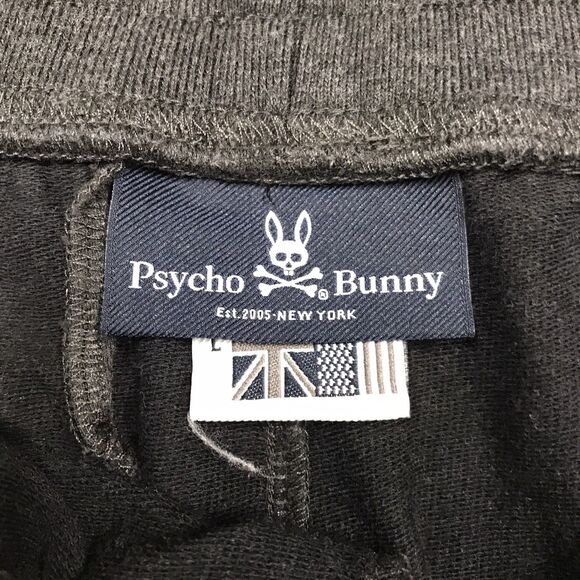 PSYCHO BUNNY Sweat Short Men L 34-36 Gray Black 3 Pocket Drawstring Luxury Sport - Picture 6 of 16